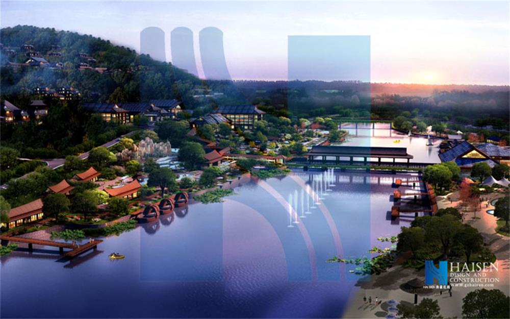 重庆万州区长滩镇森林·易温泉河岸旅游规划效果图