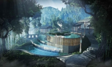 温泉度假村规划中如何巧妙地利用地形地势？